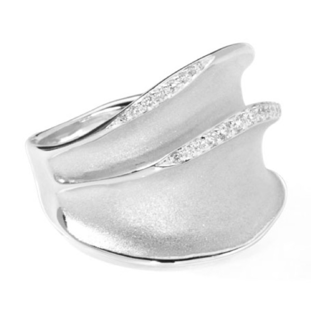 Ippolita Sterling Silver Venezia Links Matte Finished Ring with Diamonds